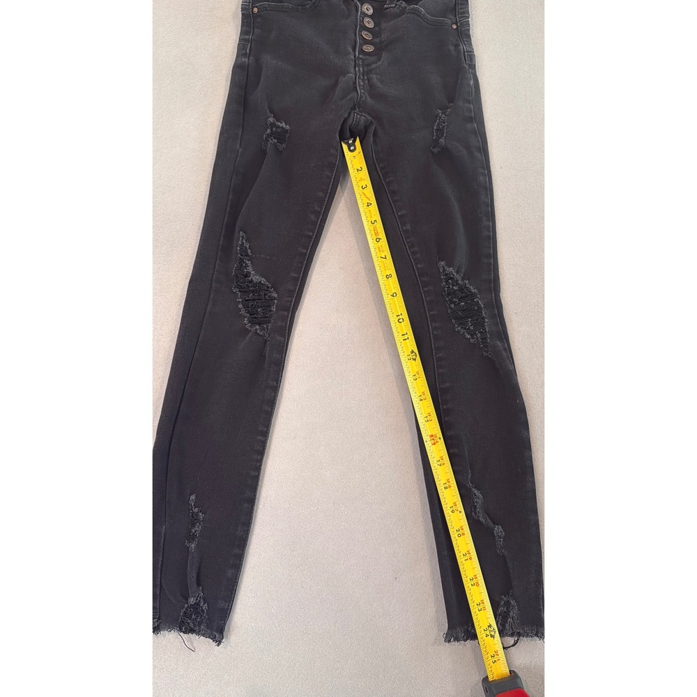 Wax Jean Butt I Love You Black Distressed Skinny Jeans Button Fly 1/25 - Picture 5 of 6